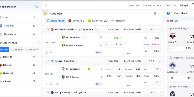 Giao diện ON Sports được thiết kế tối giản, dễ thao tác trên mọi thiết bị