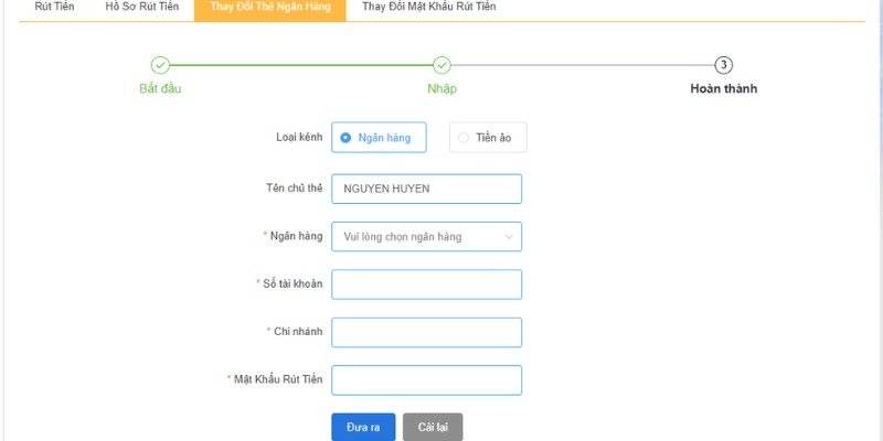 Thực hiện rút về tài khoản ngân hàng chỉ mất vài bước đơn giản